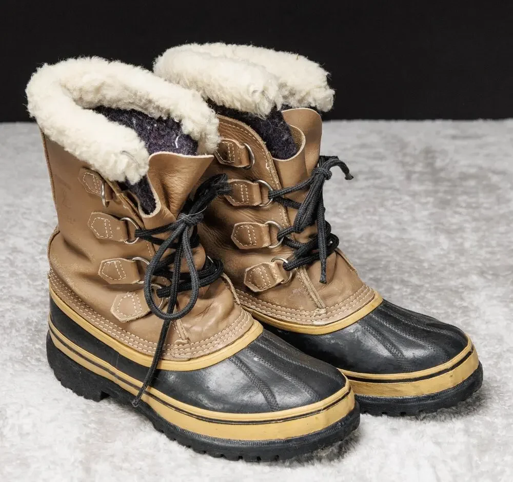 Sorel Vintage Kaufman Caribou Waterproof Winter Rubber Sherpa Boots Womens 7
